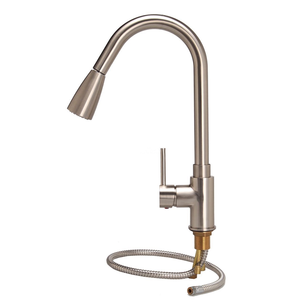 VALENCIA BRUSHED NICKEL FINISH PULL DOWN BRASS KITCHEN FAUCET